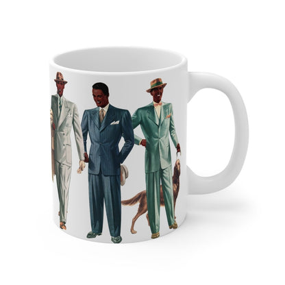 Retro Black Men Mug - Afrocentric Art by The Trini Gee