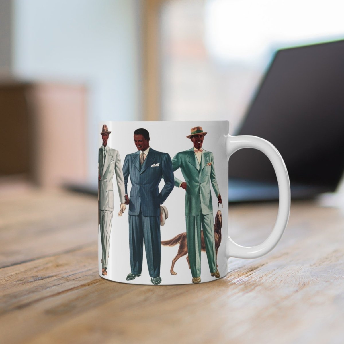 Retro Black Men Mug - Afrocentric Art by The Trini Gee