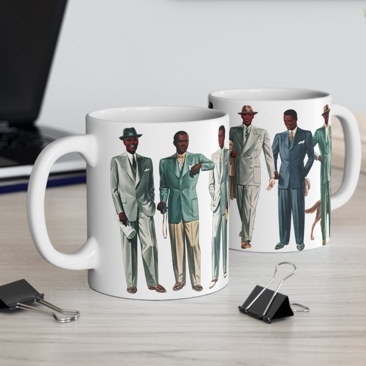 Retro Black Men Mug - Afrocentric Art by The Trini Gee