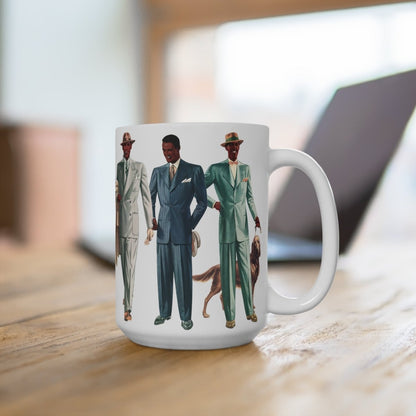 Retro Black Men Mug - Afrocentric Art by The Trini Gee