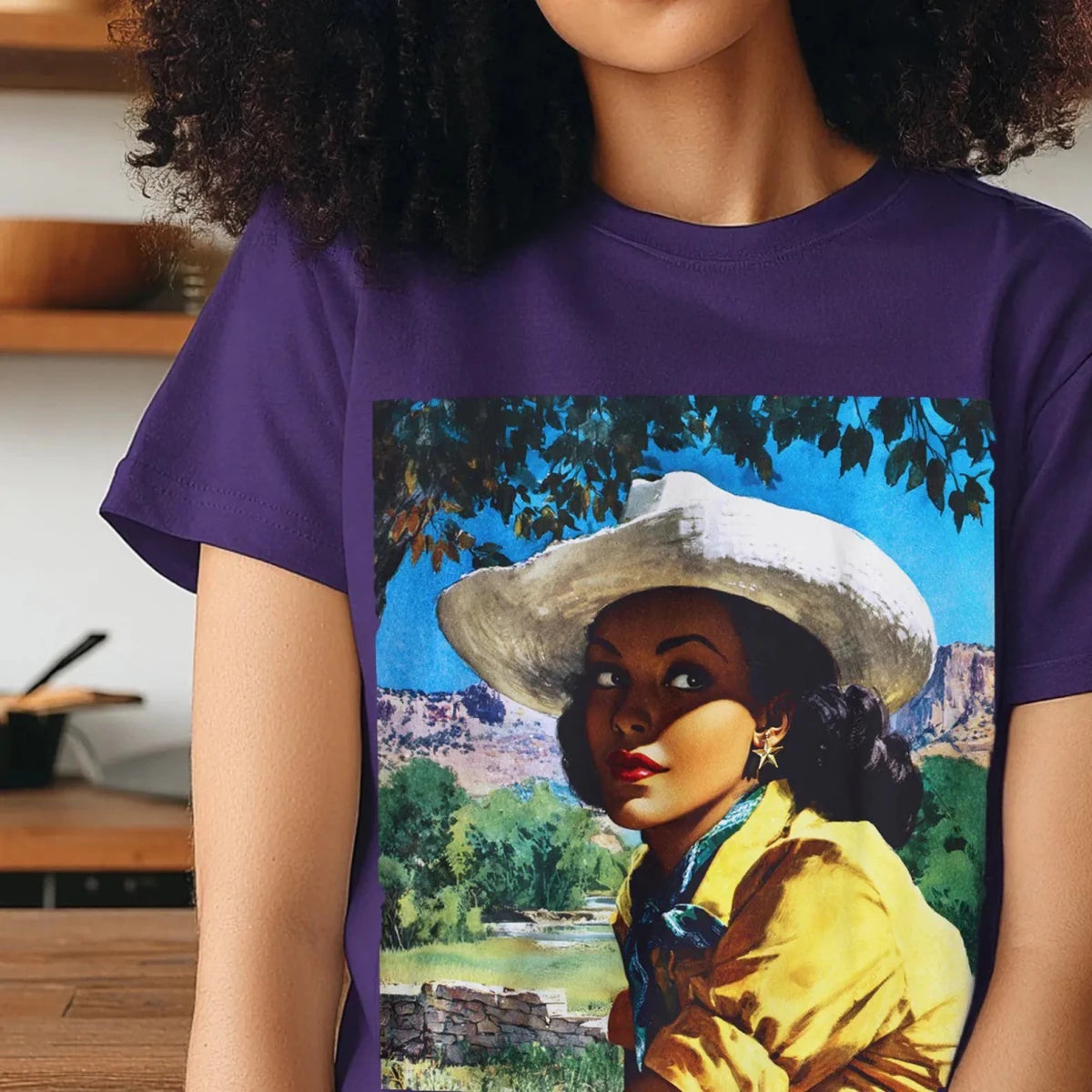 Retro Cowgirl Shirt - Afrocentric Art by The Trini Gee