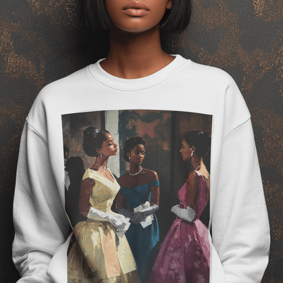 Retro Elegance Sweatshirt - Afrocentric Art by The Trini Gee