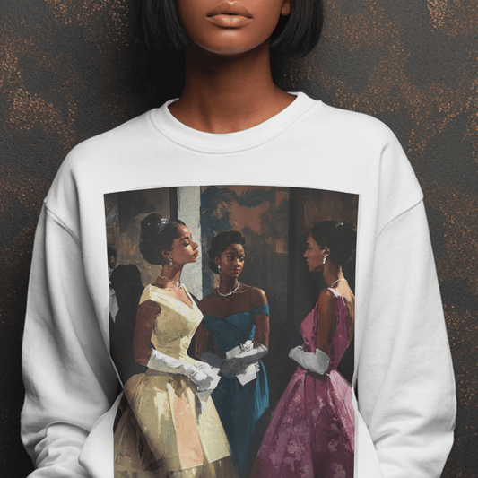 Retro Elegance Sweatshirt - Afrocentric Art by The Trini Gee
