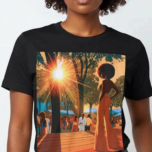 Retro Festival Scene T-Shirt - Afrocentric Art by The Trini Gee