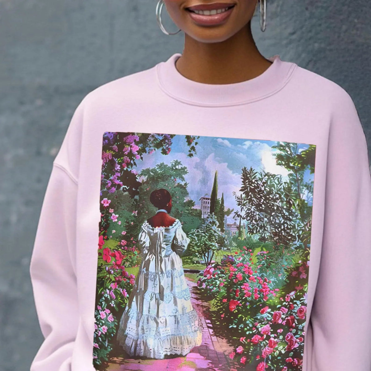 Retro Garden Sweatshirt - Afrocentric Art by The Trini Gee