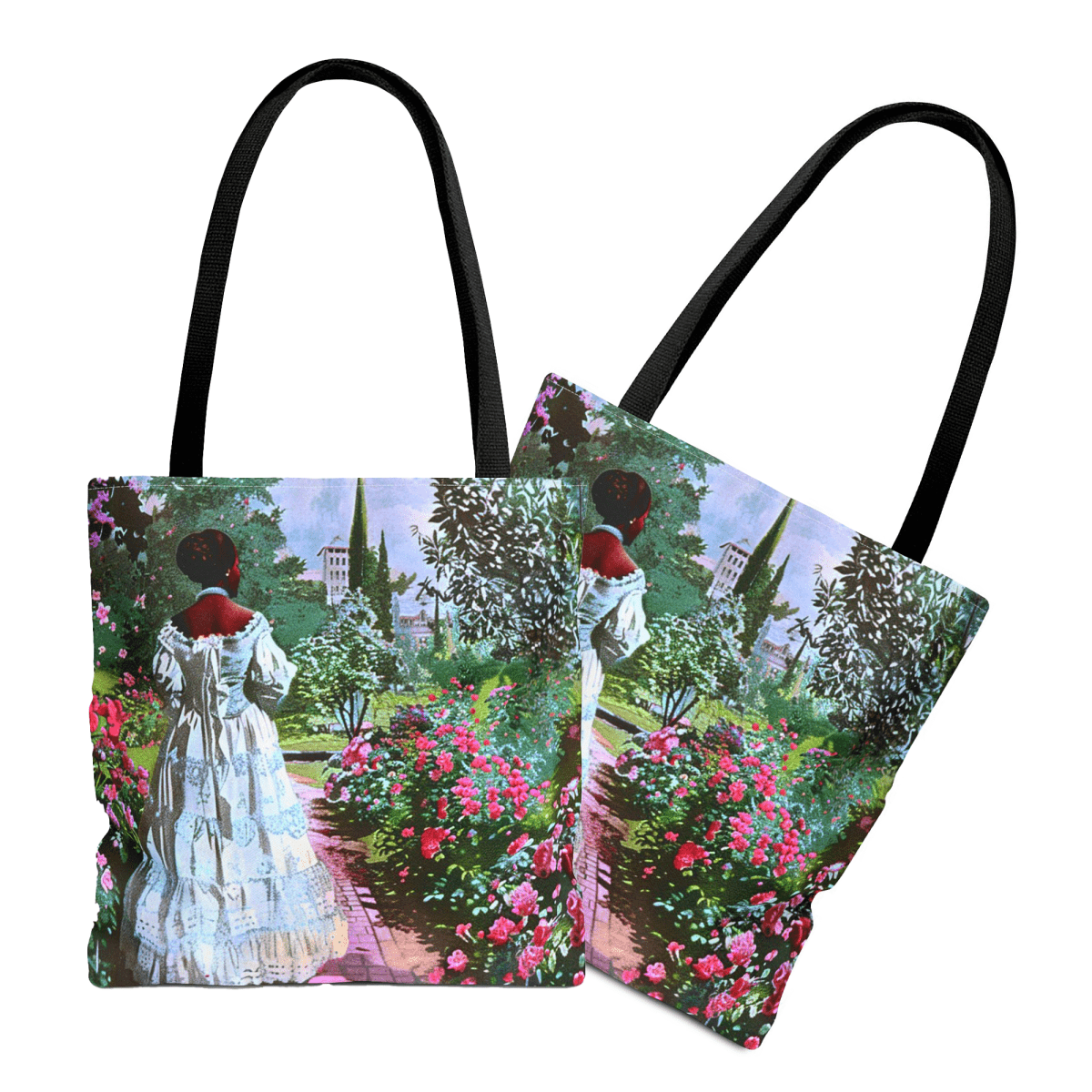 Retro Garden Walk Tote - Afrocentric Art by The Trini Gee