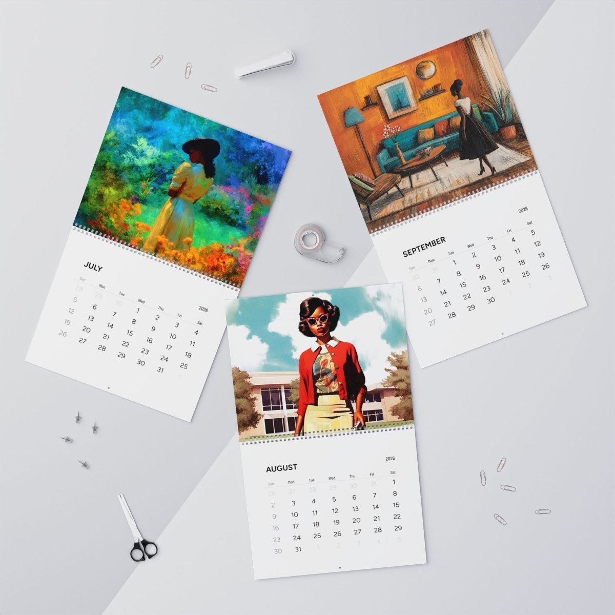 Retro Melanin Vibe 2026 Calendar - Afrocentric Art by The Trini Gee