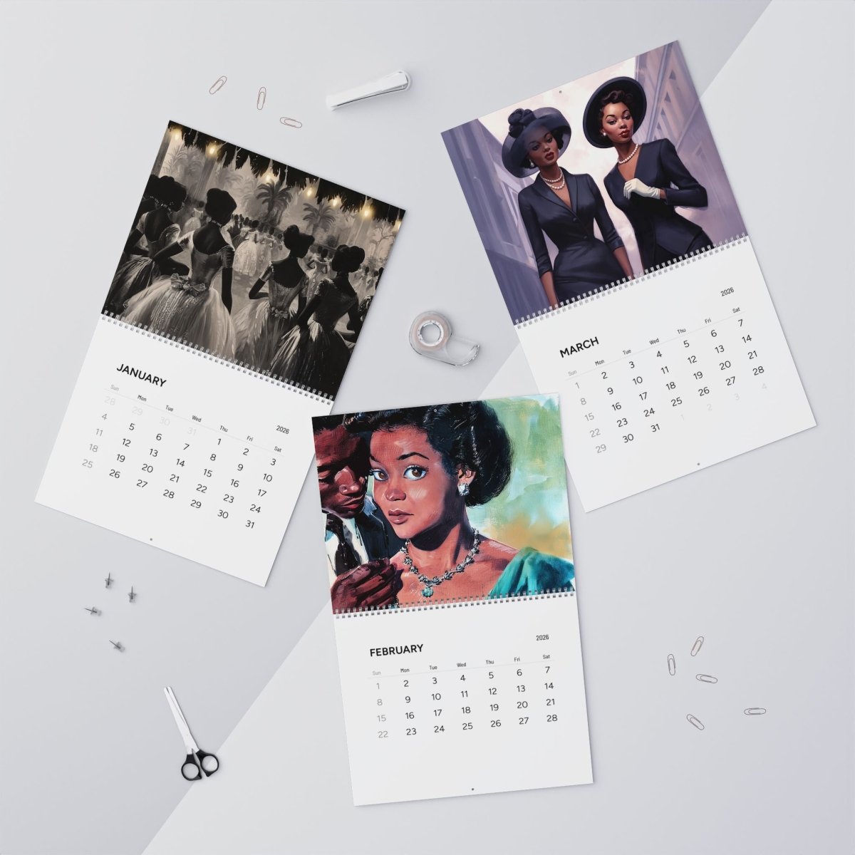 Retro Melanin Vibe 2026 Calendar - Afrocentric Art by The Trini Gee