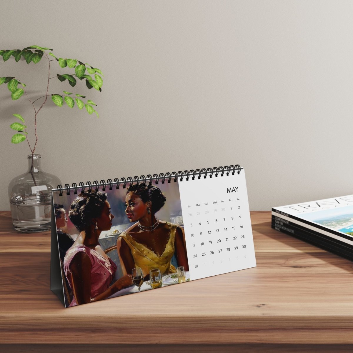 Retro Melanin Vibe 2026 Desktop Calendar - Afrocentric Art by The Trini Gee