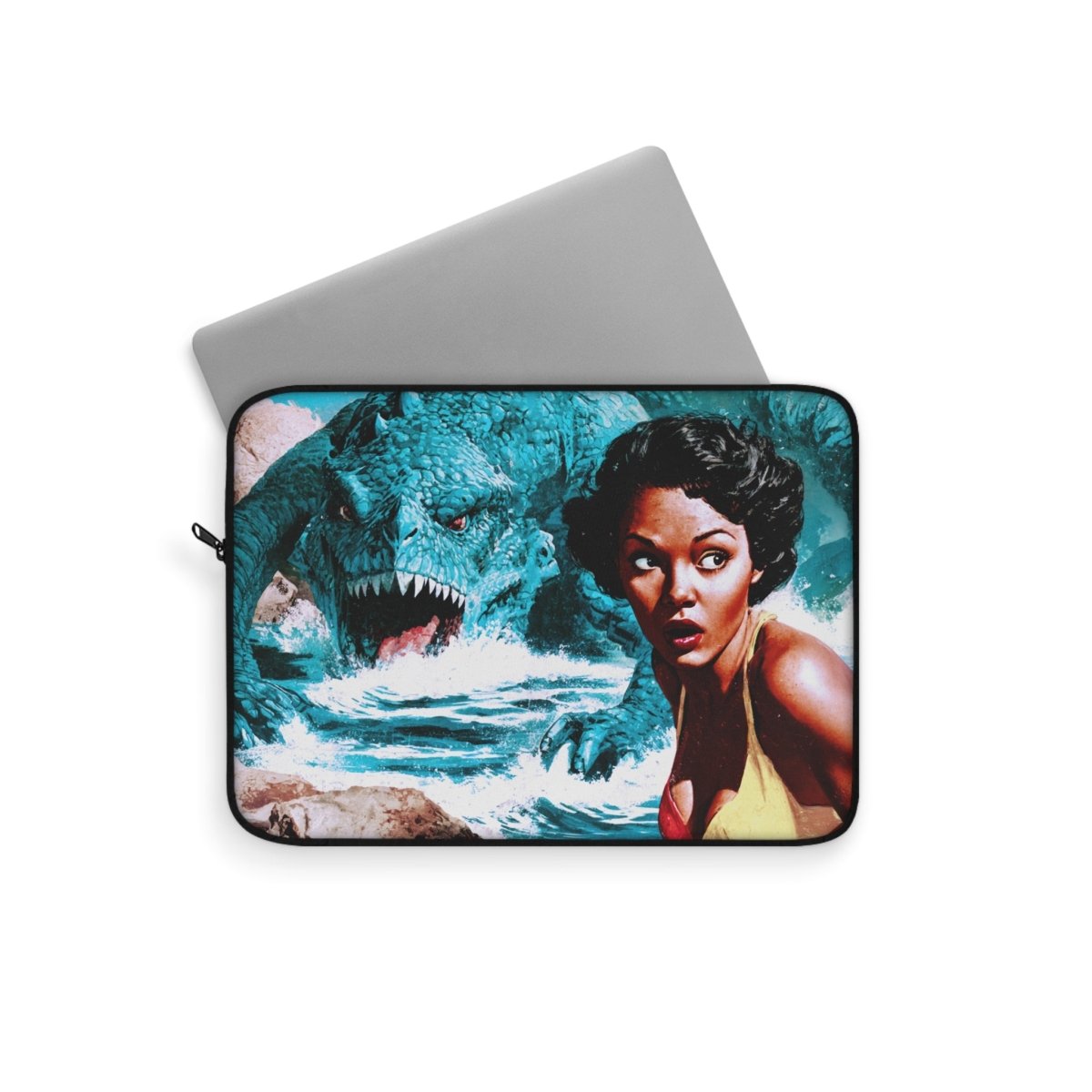 Retro Pulp Horror Laptop Sleeve - Afrocentric Art by The Trini Gee
