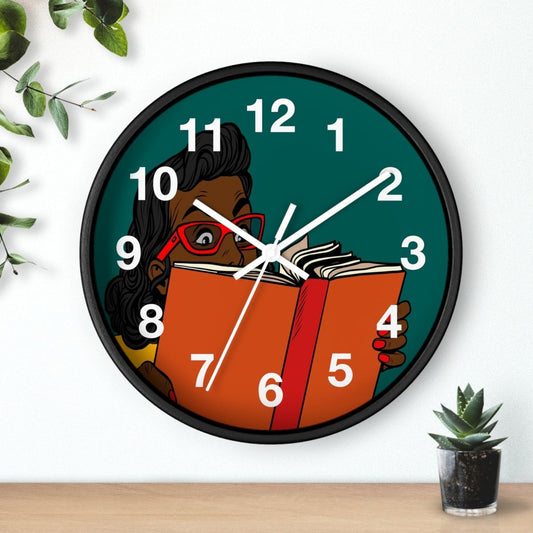 Retro Reader Wall Clock - Afrocentric Art by The Trini Gee