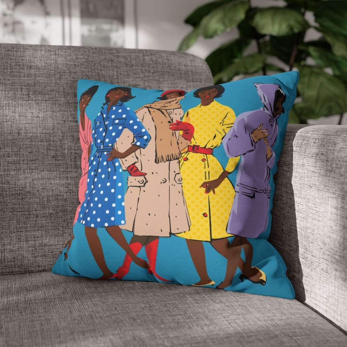 Retro Women Pillow - Afrocentric Art by The Trini Gee
