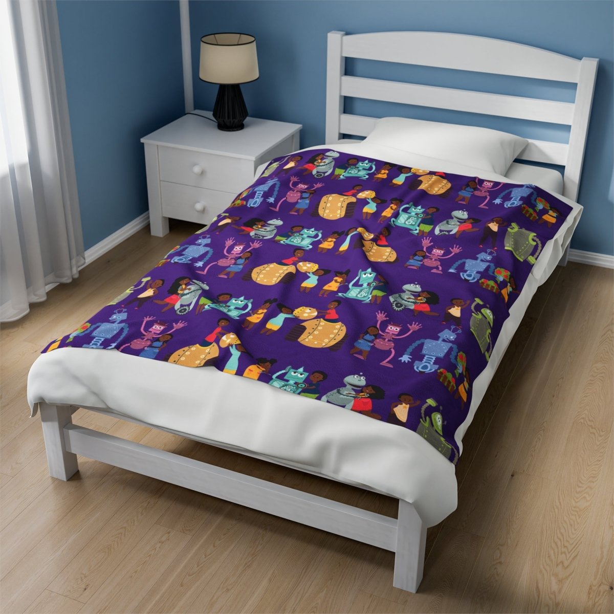Robotics Throw Blanket - Afrocentric Art by The Trini Gee