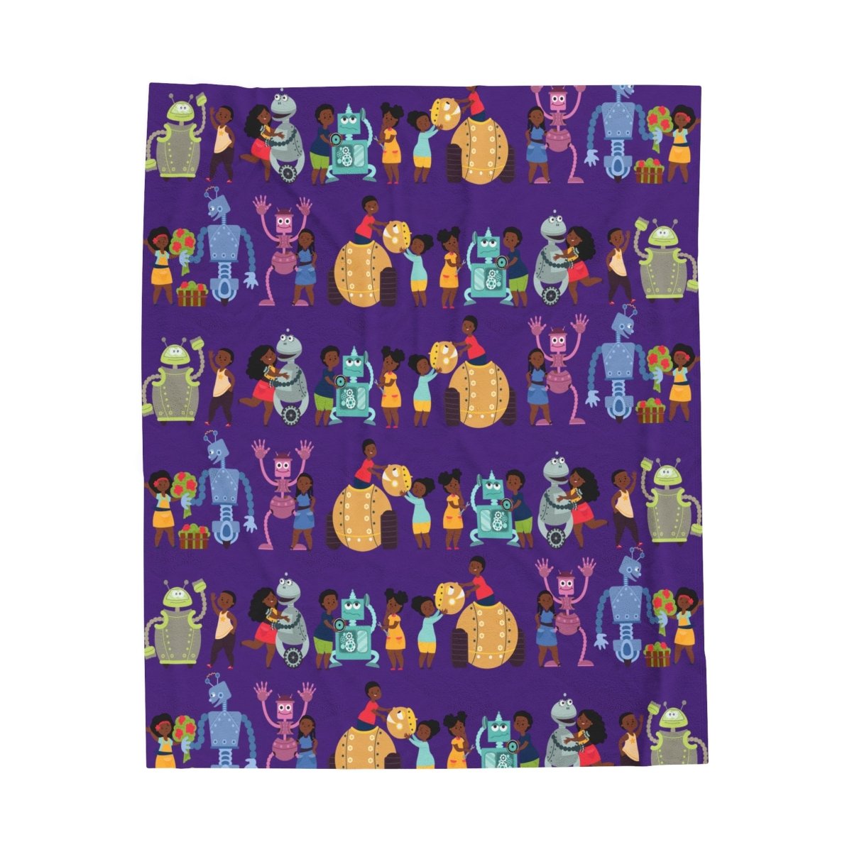 Robotics Throw Blanket - Afrocentric Art by The Trini Gee