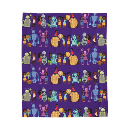 Robotics Throw Blanket - Afrocentric Art by The Trini Gee