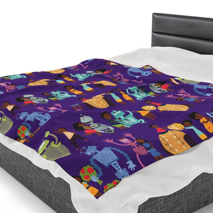 Robotics Throw Blanket - Afrocentric Art by The Trini Gee
