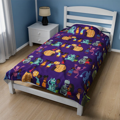 Robotics Throw Blanket - Afrocentric Art by The Trini Gee
