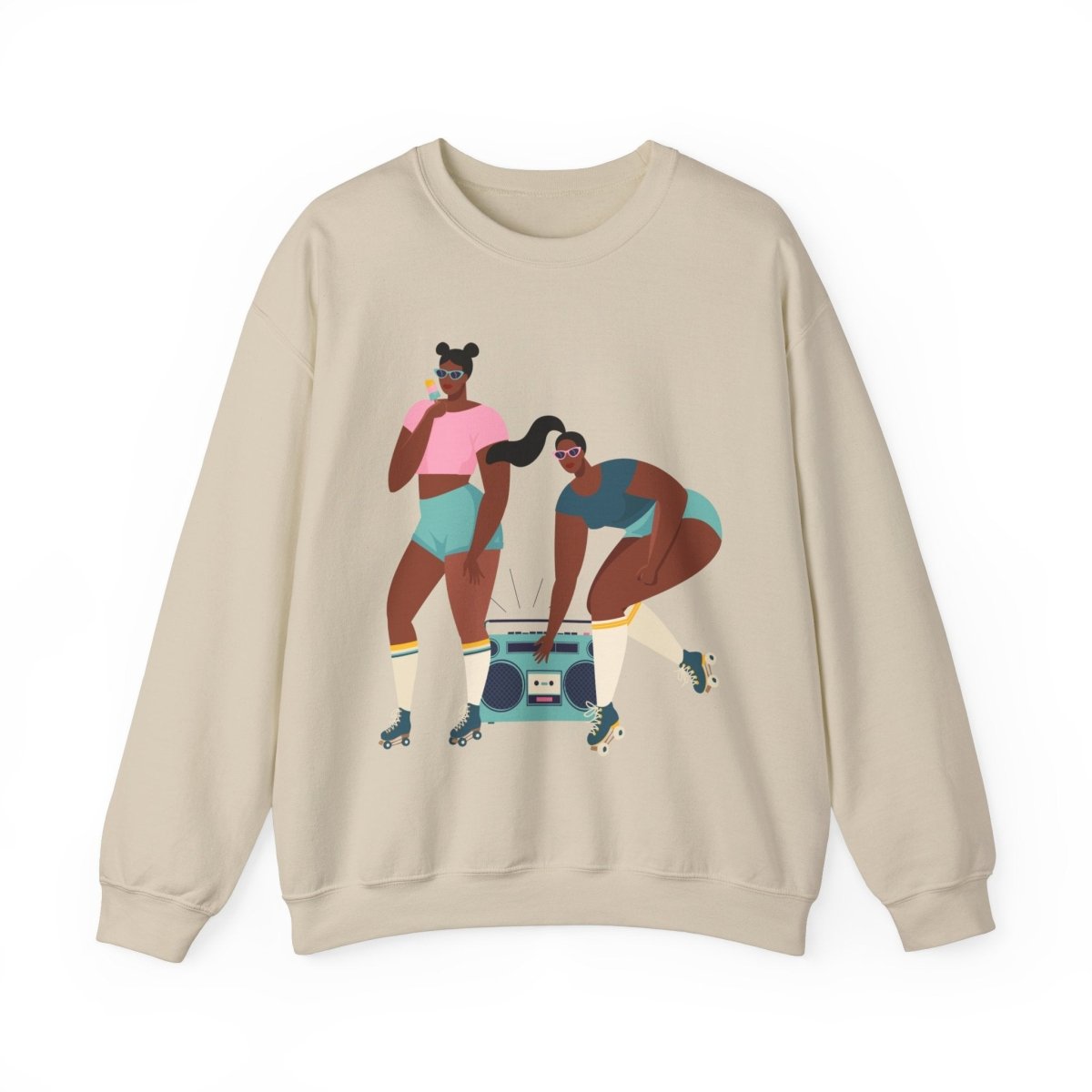 Roller Girls Sweatshirt - Afrocentric Art by The Trini Gee