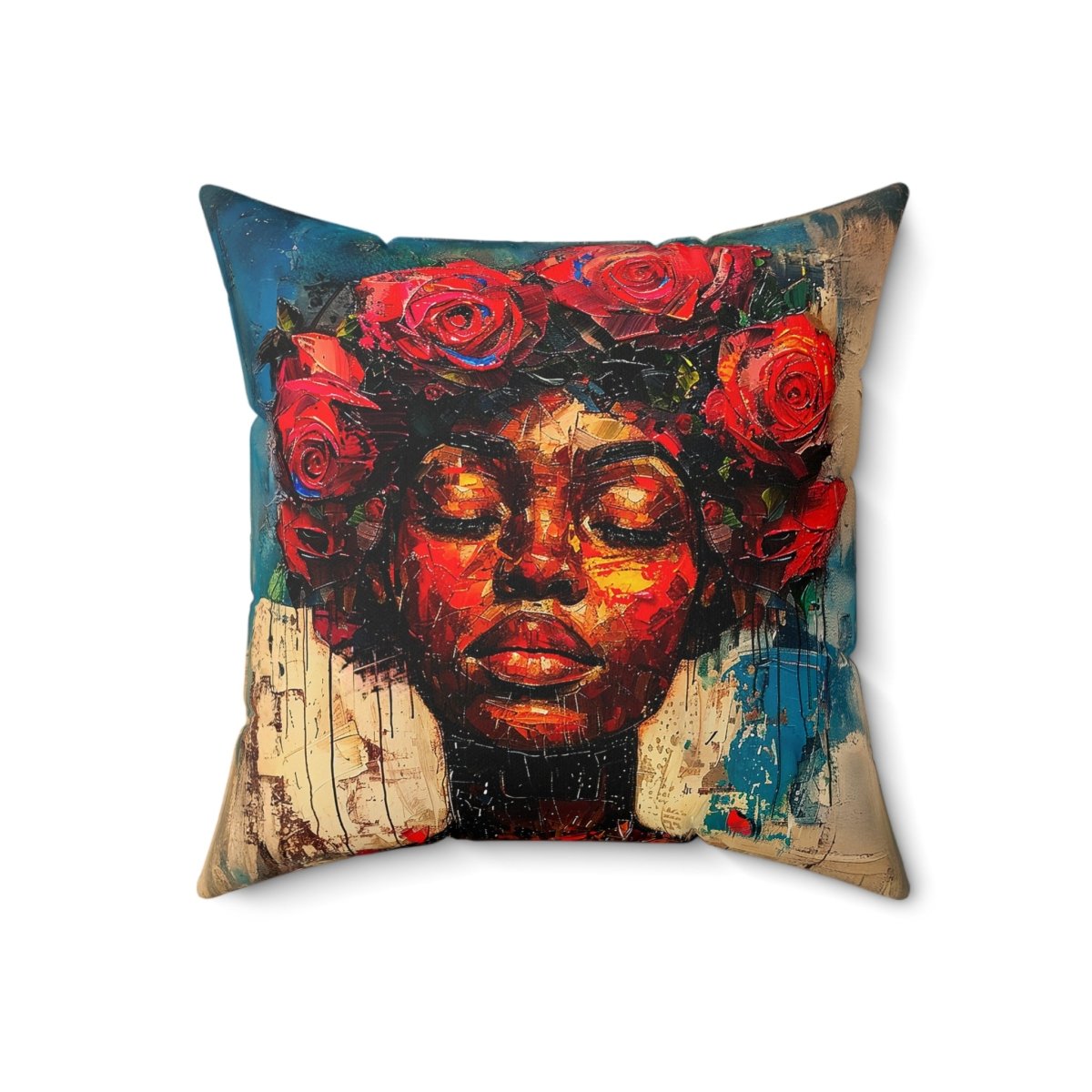 Rose Crown Pillow - Afrocentric Art by The Trini Gee
