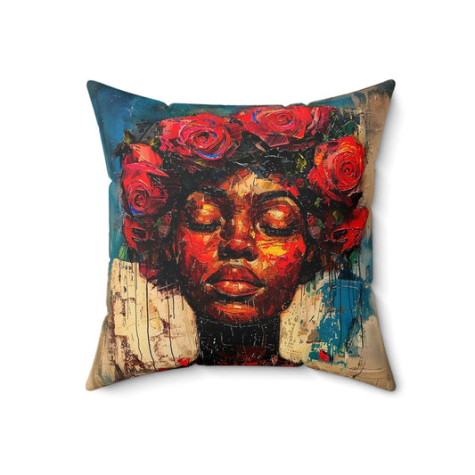Rose Crown Pillow - Afrocentric Art by The Trini Gee