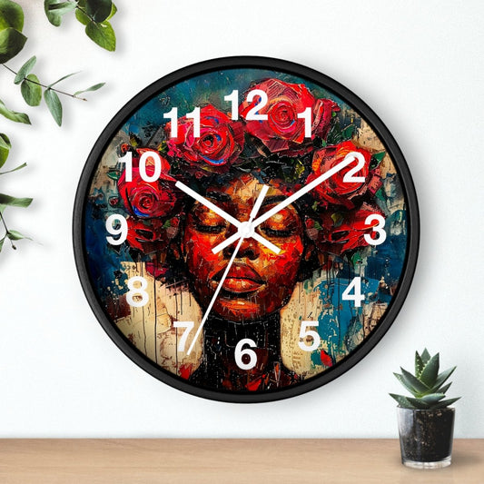 Rose Crown Wall Clock - Afrocentric Art by The Trini Gee