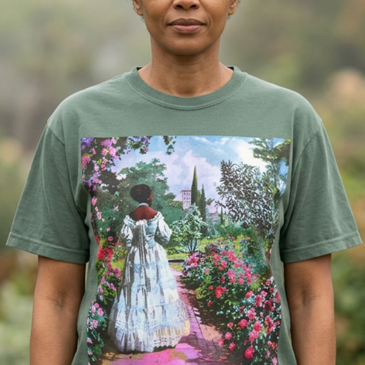 Rose Garden T-Shirt - Afrocentric Art by The Trini Gee