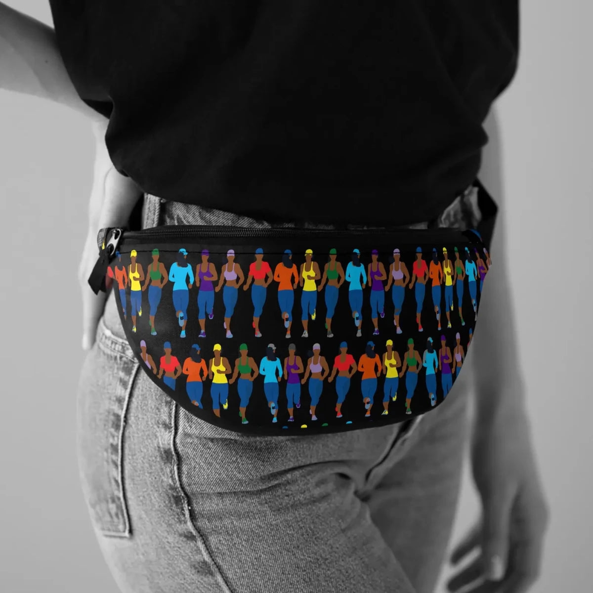 Running Women Fanny Pack - Afrocentric Art by The Trini Gee