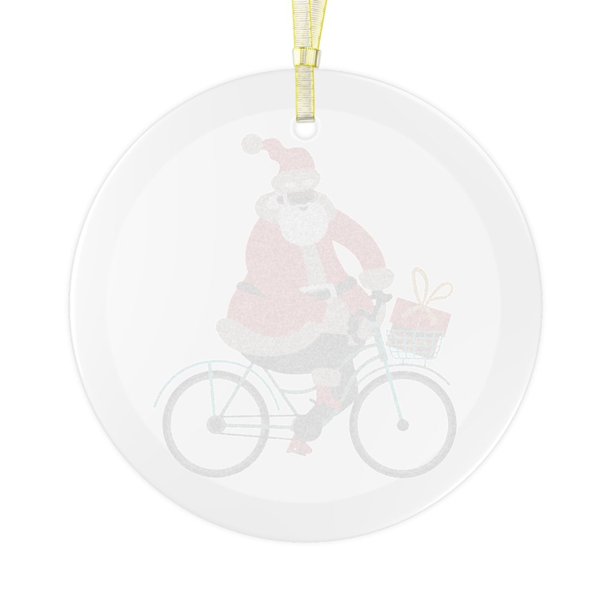 Santa Bike Glass Ornament - Afrocentric Art by The Trini Gee
