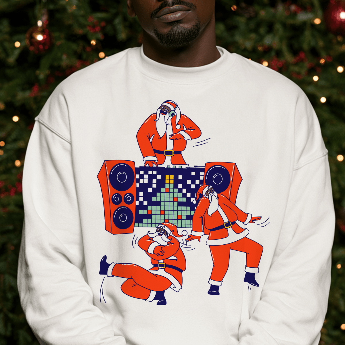 Santa Dance Party Sweatshirt - Afrocentric Art by The Trini Gee