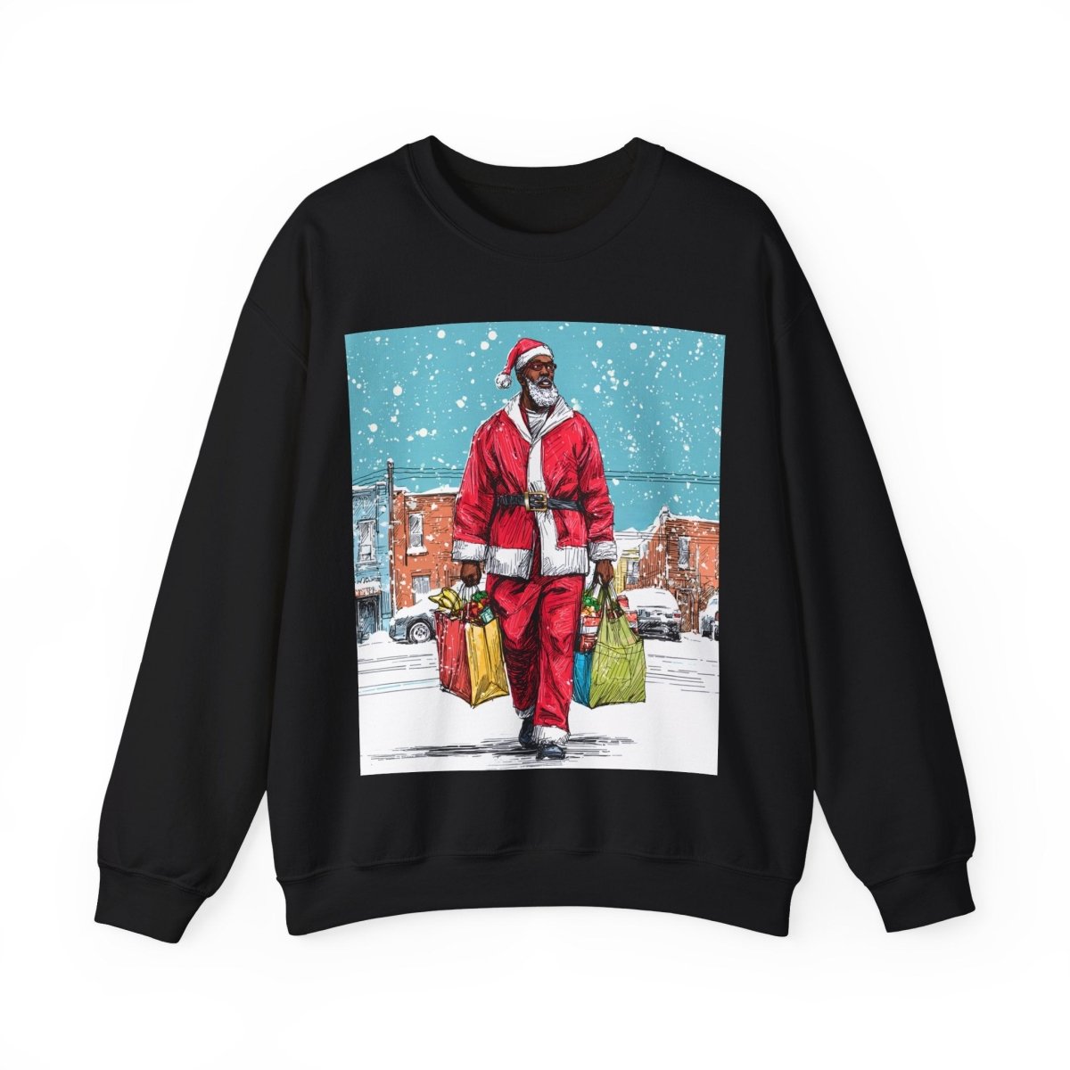 Santa Errands Sweatshirt - Afrocentric Art by The Trini Gee