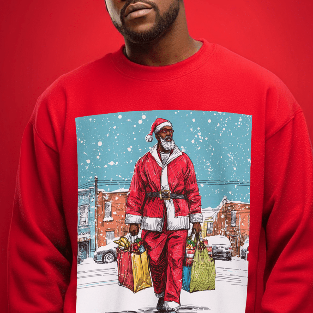 Santa Errands Sweatshirt - Afrocentric Art by The Trini Gee