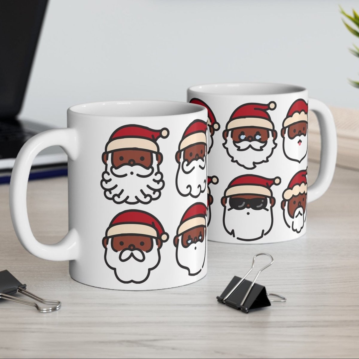Santa Faces Mug - Afrocentric Art by The Trini Gee