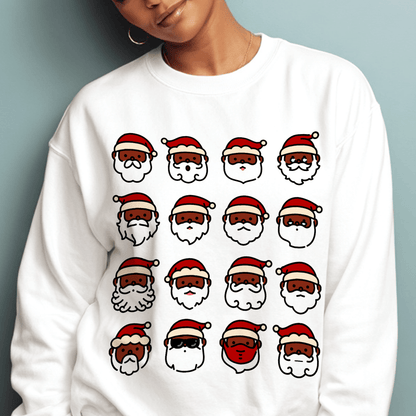 Santa Faces Sweatshirt - Afrocentric Art by The Trini Gee