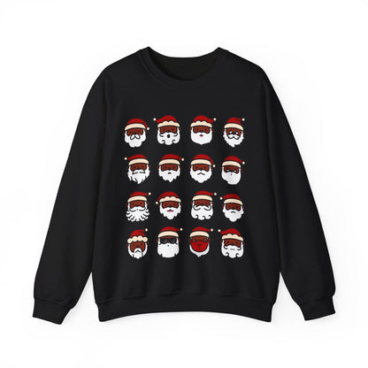 Santa Faces Sweatshirt - Afrocentric Art by The Trini Gee