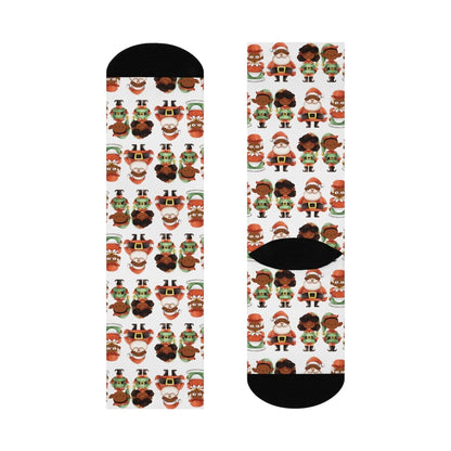 Santa Family Crew Socks - Afrocentric Art by The Trini Gee