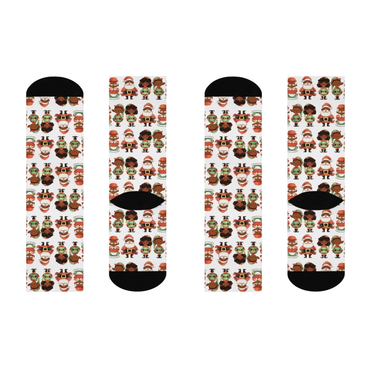 Santa Family Crew Socks - Afrocentric Art by The Trini Gee