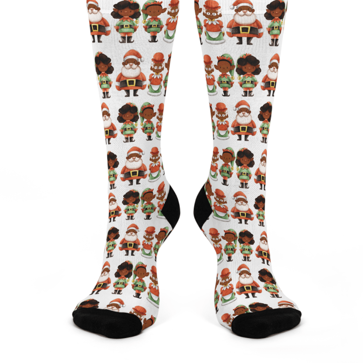 Santa Family Crew Socks - Afrocentric Art by The Trini Gee