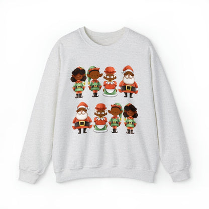 Santa Family Sweatshirt - Afrocentric Art by The Trini Gee