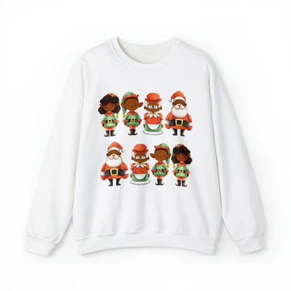 Santa Family Sweatshirt - Afrocentric Art by The Trini Gee
