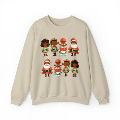 Santa Family Sweatshirt - Afrocentric Art by The Trini Gee