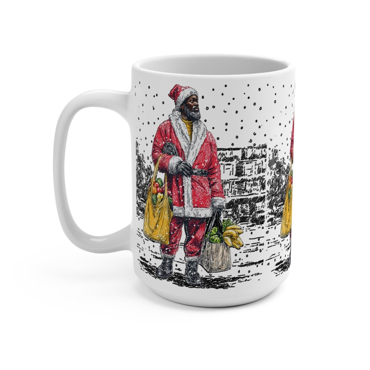 Santa Grocery Run Mug - Afrocentric Art by The Trini Gee