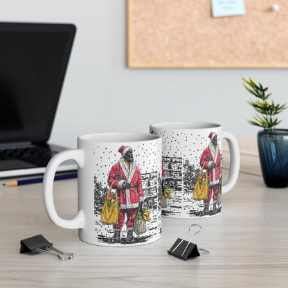 Santa Grocery Run Mug - Afrocentric Art by The Trini Gee