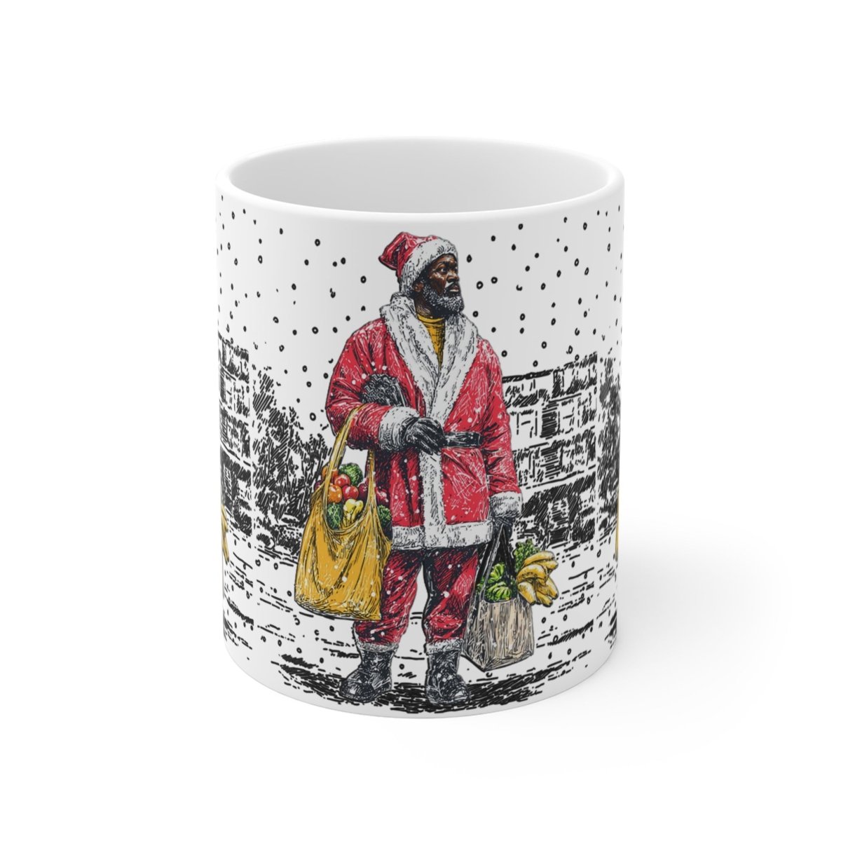 Santa Grocery Run Mug - Afrocentric Art by The Trini Gee
