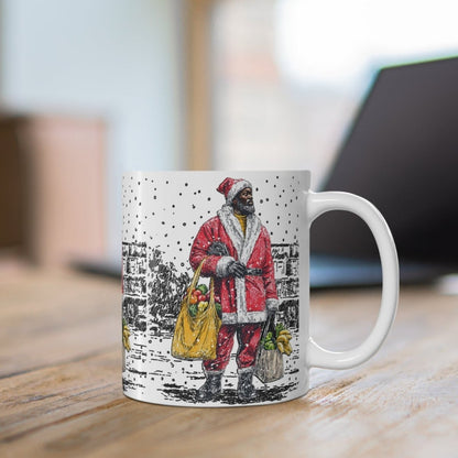 Black Santa on Grocery Store Run Mug