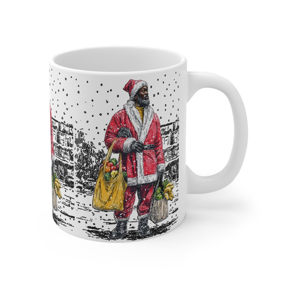 Santa Grocery Run Mug - Afrocentric Art by The Trini Gee