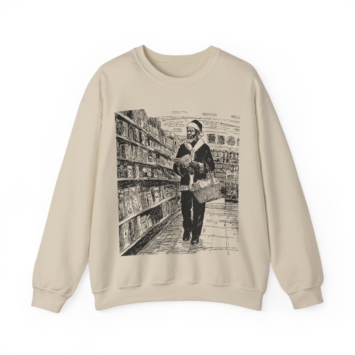 Santa Grocery Run Sweatshirt - Afrocentric Art by The Trini Gee