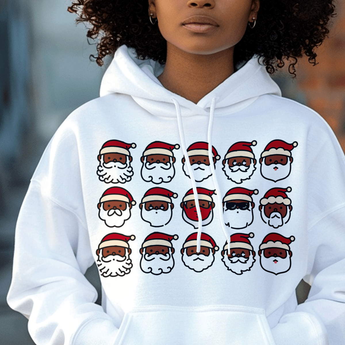 Santa Heads Hoodie - Afrocentric Art by The Trini Gee