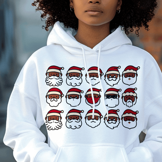 Santa Heads Hoodie - Afrocentric Art by The Trini Gee