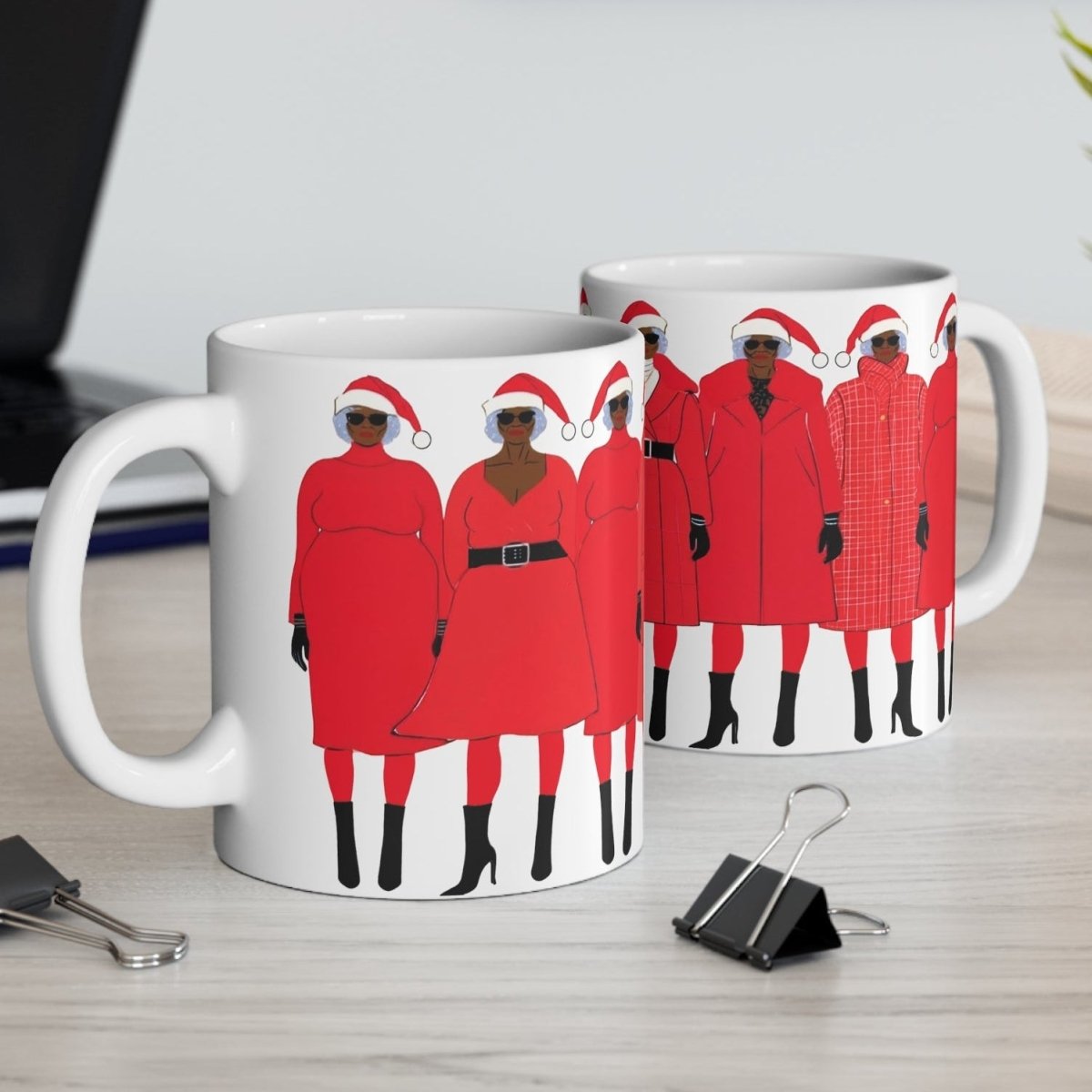 Santa Ladies Holiday Mug - Afrocentric Art by The Trini Gee