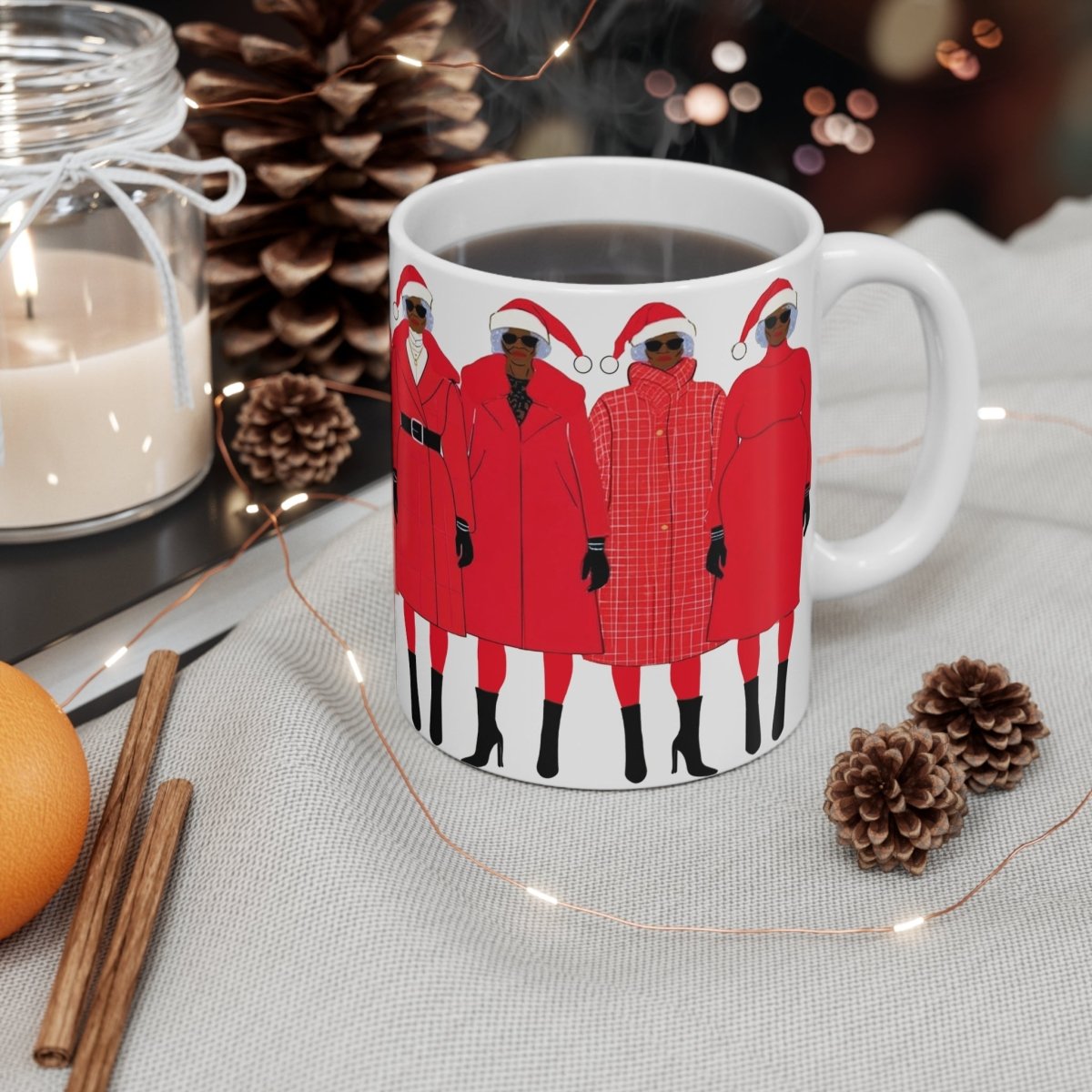 Santa Ladies Holiday Mug - Afrocentric Art by The Trini Gee